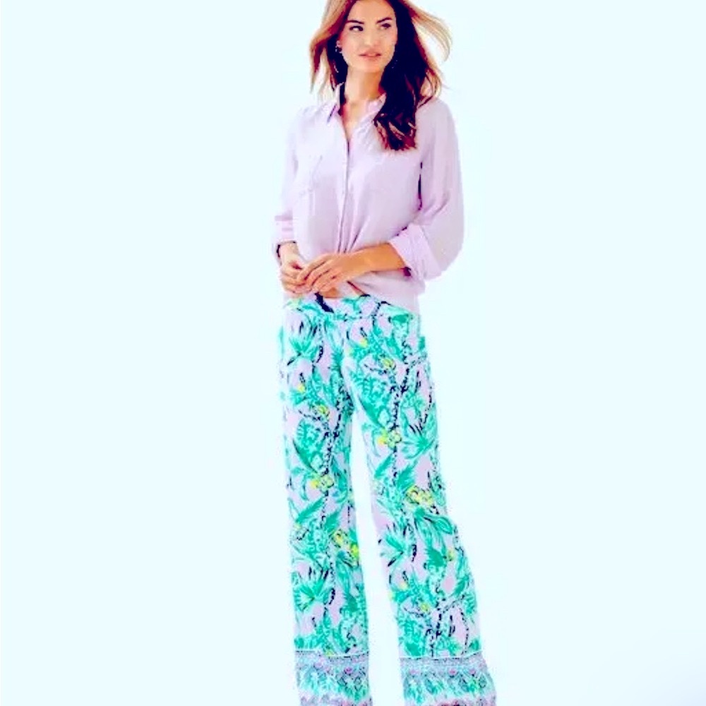 Lilly Pulitzer NWT 33" Bal Harbour Palazzo Pants Its Impawsible $128 Size 2XS - Picture 6 of 10